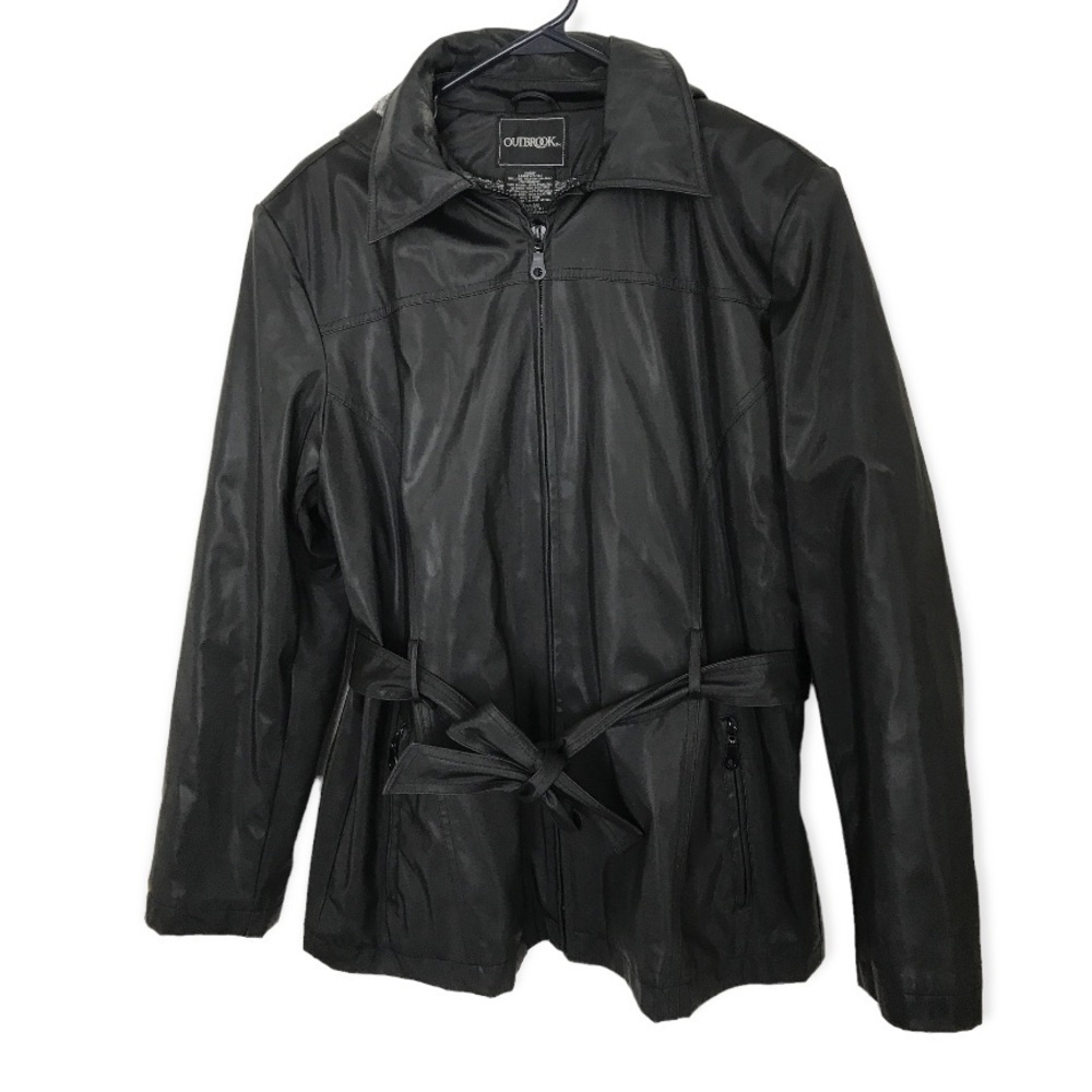 Vintage outbrook black zip up jacket with hood
